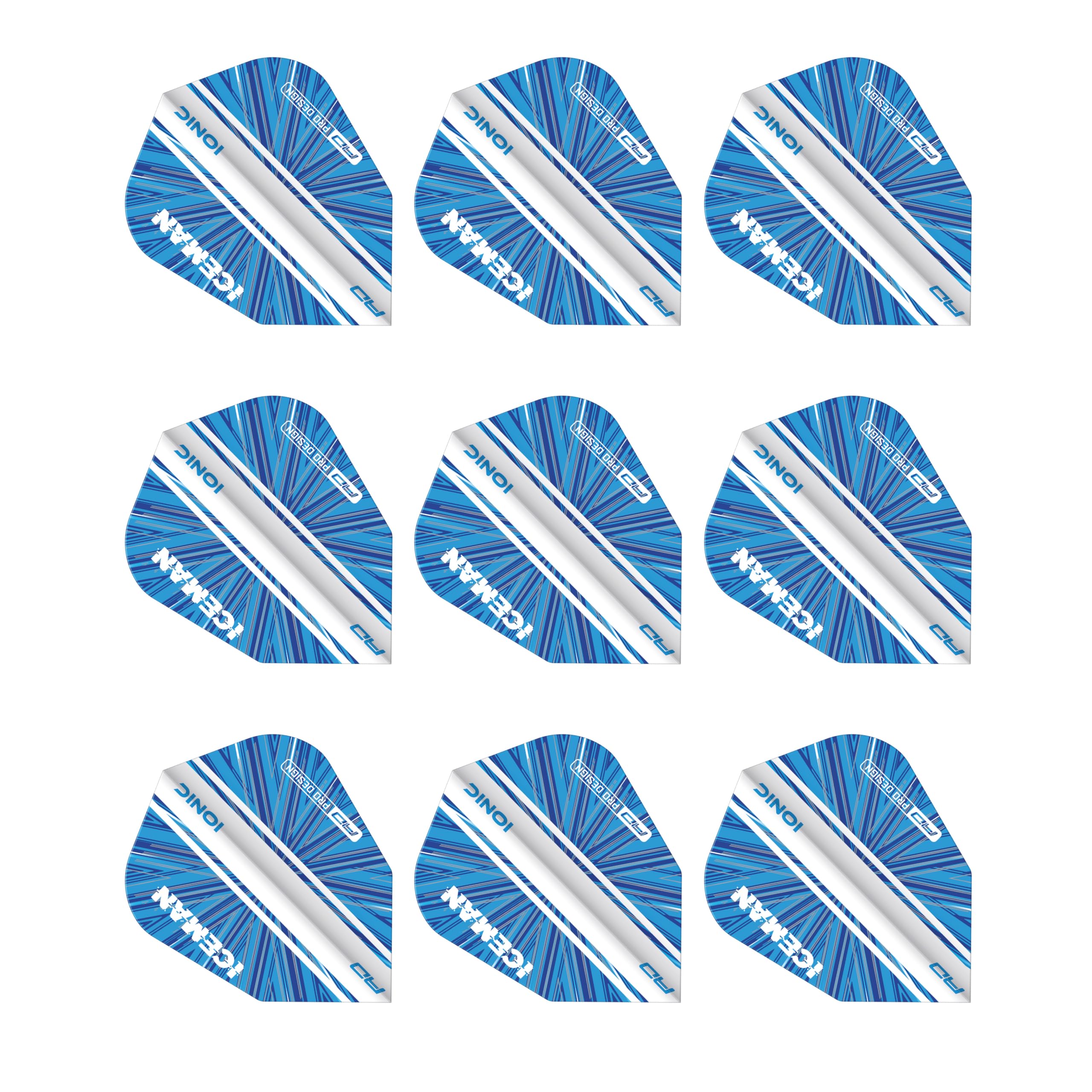 RED DRAGON Hardcore Ionic Gerwyn Price Blue Burst V-Standard Dart Flights- 3 Sets Per Pack (9 Dart Flights in total)