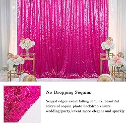 AMZLOKAE Hot Pink Sequin Backdrop Curtain 4FTx7FT