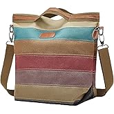 Canvas Hobo Bags for Women Casual Tote Bag Purses and Handbags Multi-Color Striped Crossbody Bags Ladies Top Handle Satchel