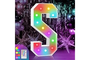 ZEELY 4FT Colorful Marquee Light Up Letter S, Large Name Light, Marry Me Sign, Baby Light, Love Light Up Sign for Wedding Party Decoration, Cardboard Letter, 18 Color Modes With Remote