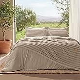 Bedsure Gentlesoft 2-in-1 Queen Comforter Set and Detachable Fluffy Blanket, Beige Bedding Set for All Season Use, SnapTech Design for Space Saving (Includes 2 Pillow Shams, 2 Pillowcases)