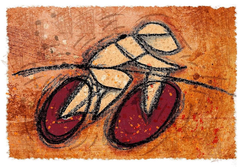 Abstract Cycling in Brown -Bicycle Art Print - Bike wall decor - Gift