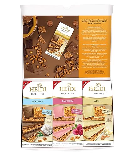 6x Tafelschokolade mit Florentiner-Füllung von Heidi | Perfektes Geschenk für Schokolade- und Karamell-Fans | 6 verschiedene 