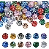 Beadthoven 96PCS 20mm Beads for Pens 12 Colors Rhinestone Beads Round Disco Ball Beads Crystal Bling Sparkly Resin Bubblegum Focal Beads for Keychain Jewelry Making Lanyard Necklace Supplies