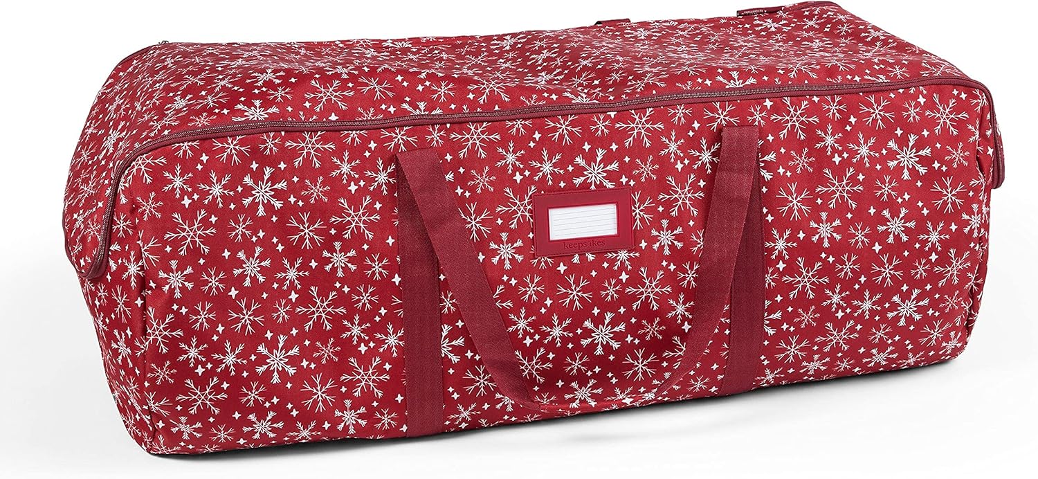 Holiday Décor Storage - Covermates Keepsakes Garland Duffle Bag – Durable Polyester, Reinforced Handles, Fits up to 25 Foot Garland Depending on Thickness - Holiday Storage-Red Snowflake