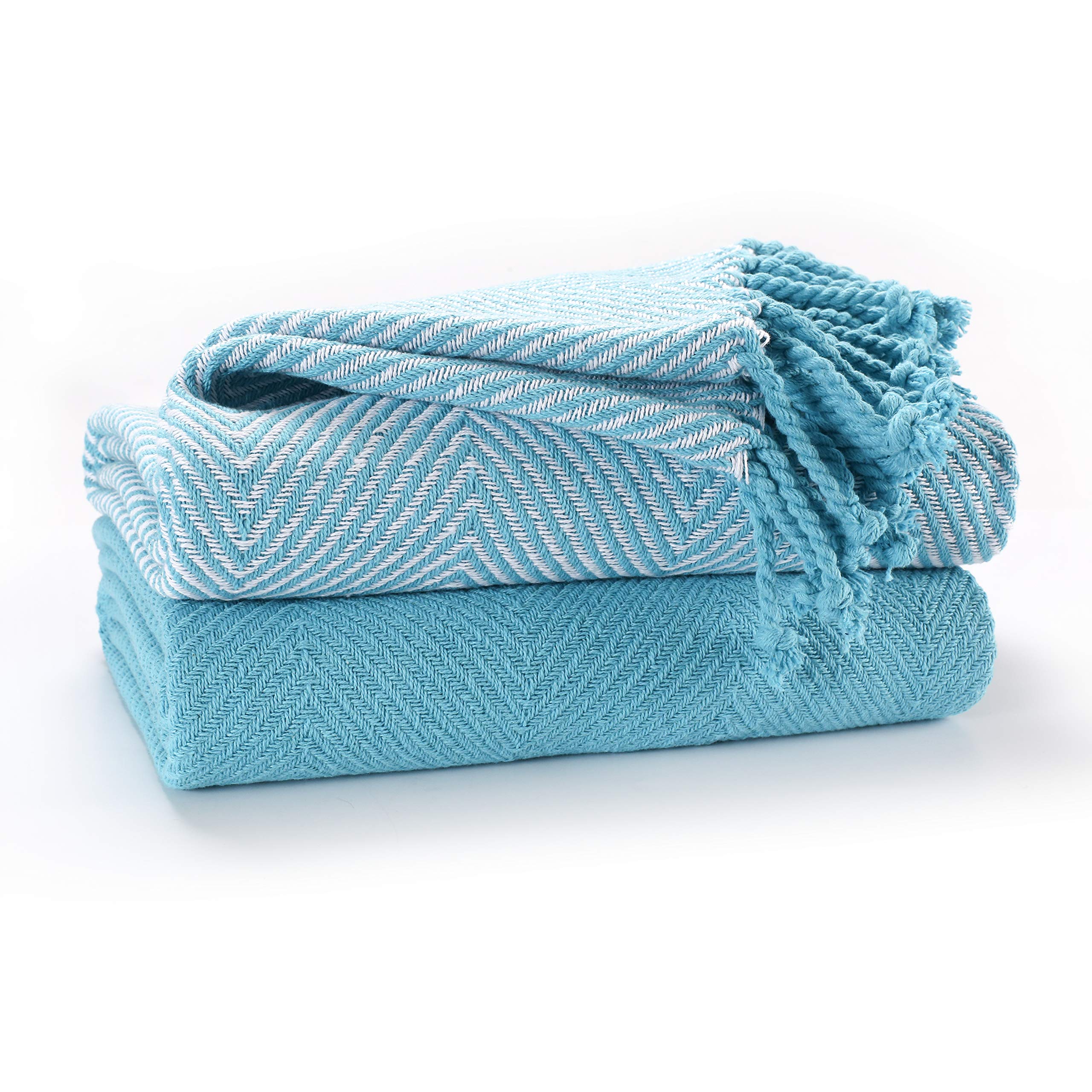 EHC Luxury Throws for Sofa Cover Couch Blanket Pack of 2, Teal Throw -125x150cm
