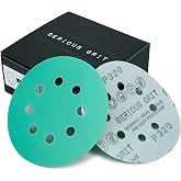 Serious Grit - 5-Inch 8-Hole P320 Grit Sanding Discs - 50 Pack Box | Fits 5" Random Orbital Sanders - Heavy-Duty Hook &amp; Loop Wet/Dry Film Sandpaper For Wood, Auto Body, Paint, Metal, &amp; More