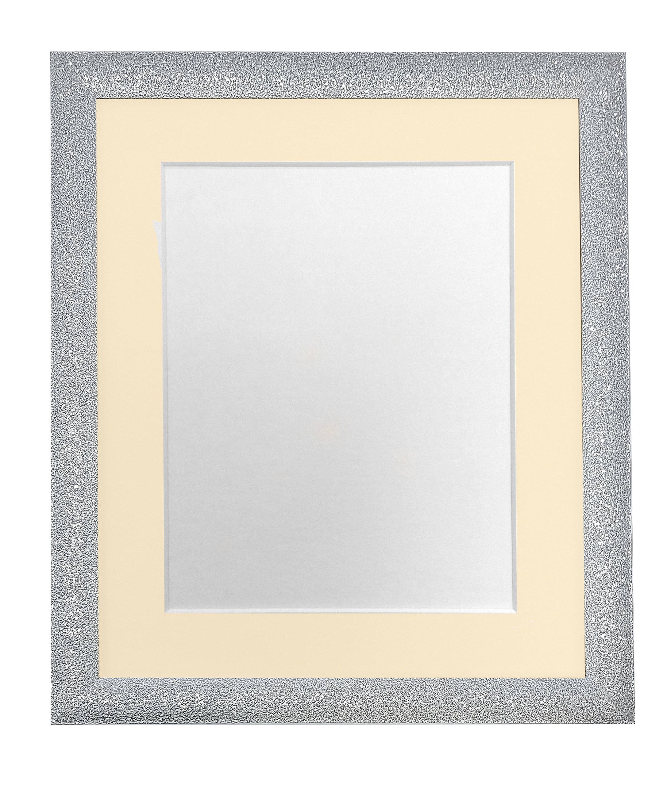 FRAMES BY POST Glitz Silver Picture Photo Frame with Ivory Mount 14 x 11 Plastic Glass, 14 x 11 Inch Image Size A4
