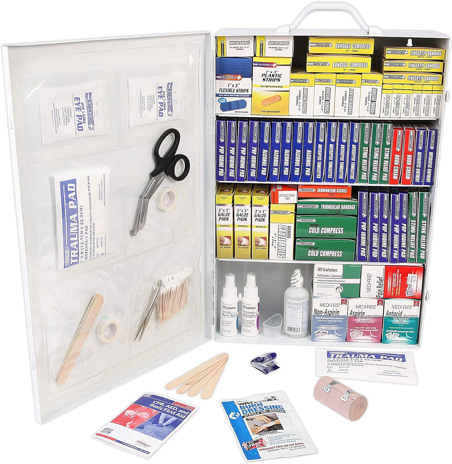 Rapid Care First Aid 80094 3 Shelf ANSI/OSHA Compliant All Purpose First Aid Cabinet, Wall Mountable, 800 Pieces: Home Improvement