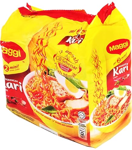 Amazon.com: Mamee Chef Curry Laksa Flavour Ramen Noodles 4 Pack