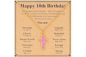 DORANA Gifts for Teenage Girls Happy 6 7 8 9 10 11 12 13 Year Old Girl Birthday Gift Pink Cross Necklace for Teen Girl First Communion Baptism Confirmation Gifts Easter Stuff