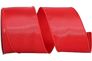 Reliant Ribbon 92575W-065-40F Satin Value Wired Edge Ribbon, 2-1/2 Inch X 10 Yards, Red