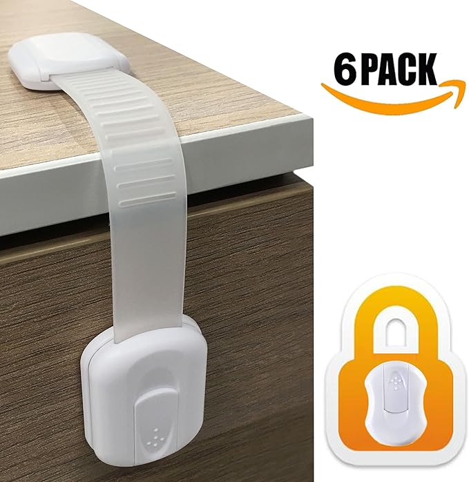 HomySnug 6 Pack Child Safety Cupboard Locks Baby Strap Lock Latch for