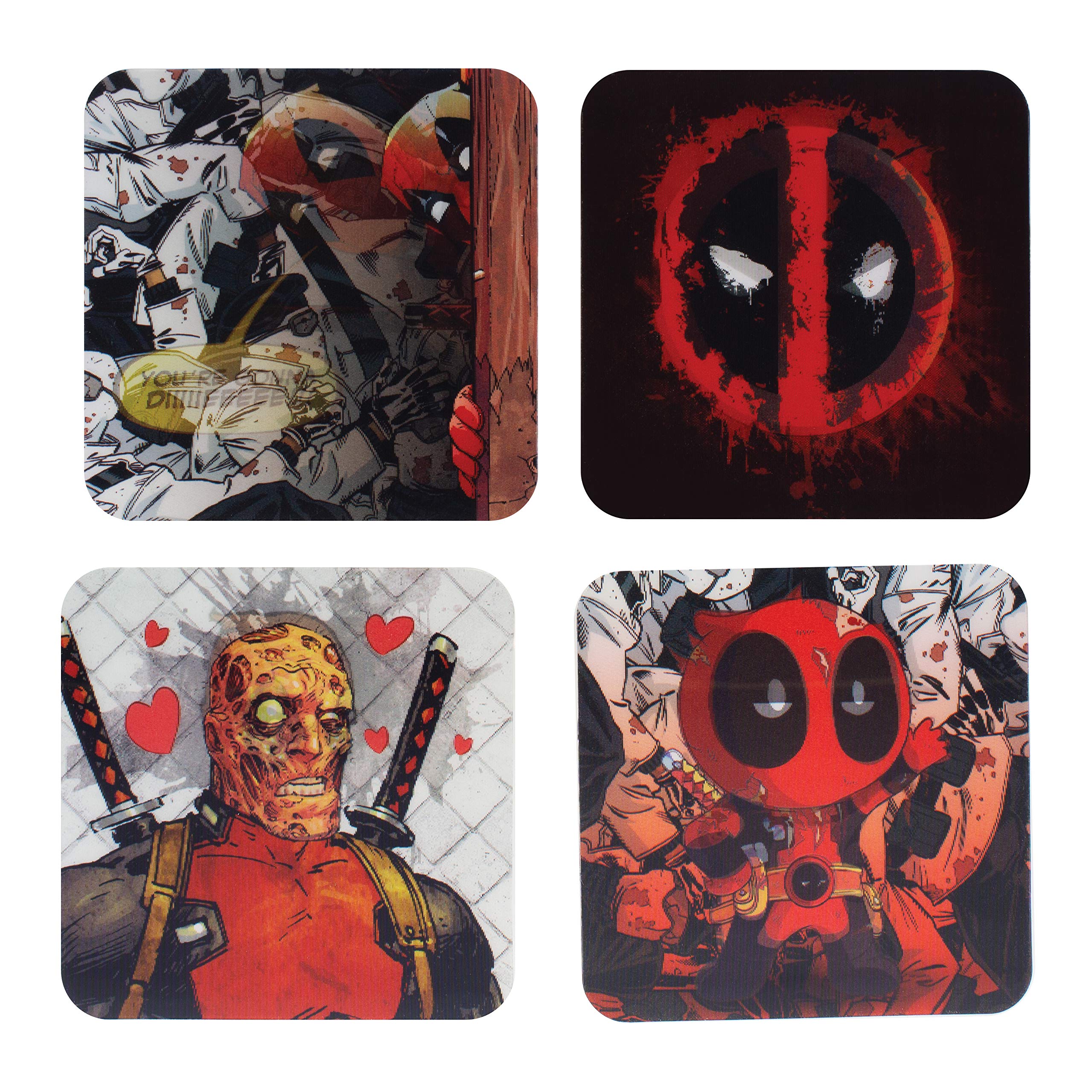 Paladone Marvel Deadpool Lenticular Coasters - Set of 4 - Officially Licensed Disney Merchandise