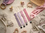 MoodyBaby Soft Organic Cotton Dummy Clips 4 Pack Pacifier Clips Unisex view 5