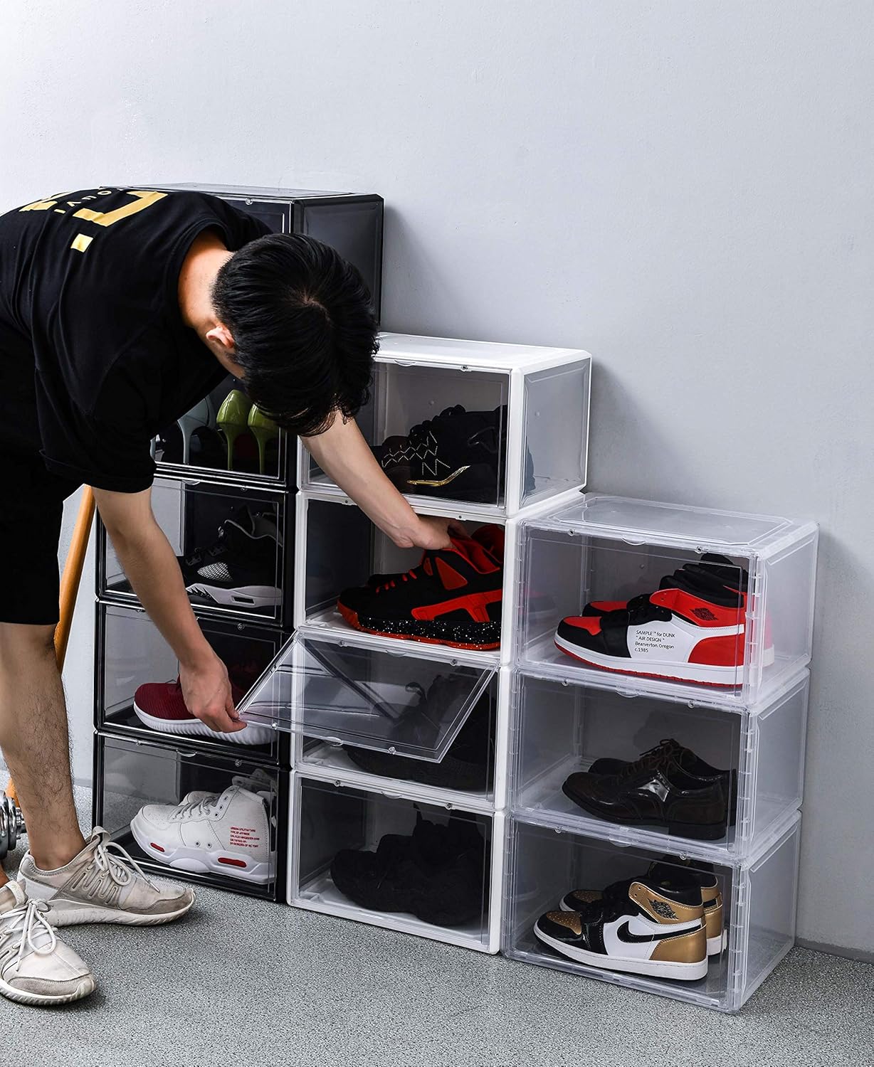 shoe collection storage on Storage Organization Clear Altratech Shoe Box 6 Pack Drop Front Shoe Storage L15 5 X W11 5 X H9 3 Super Large Size Shoe Organizer Stackable For Shoe Collection Display Wide Clothing Closet Storage