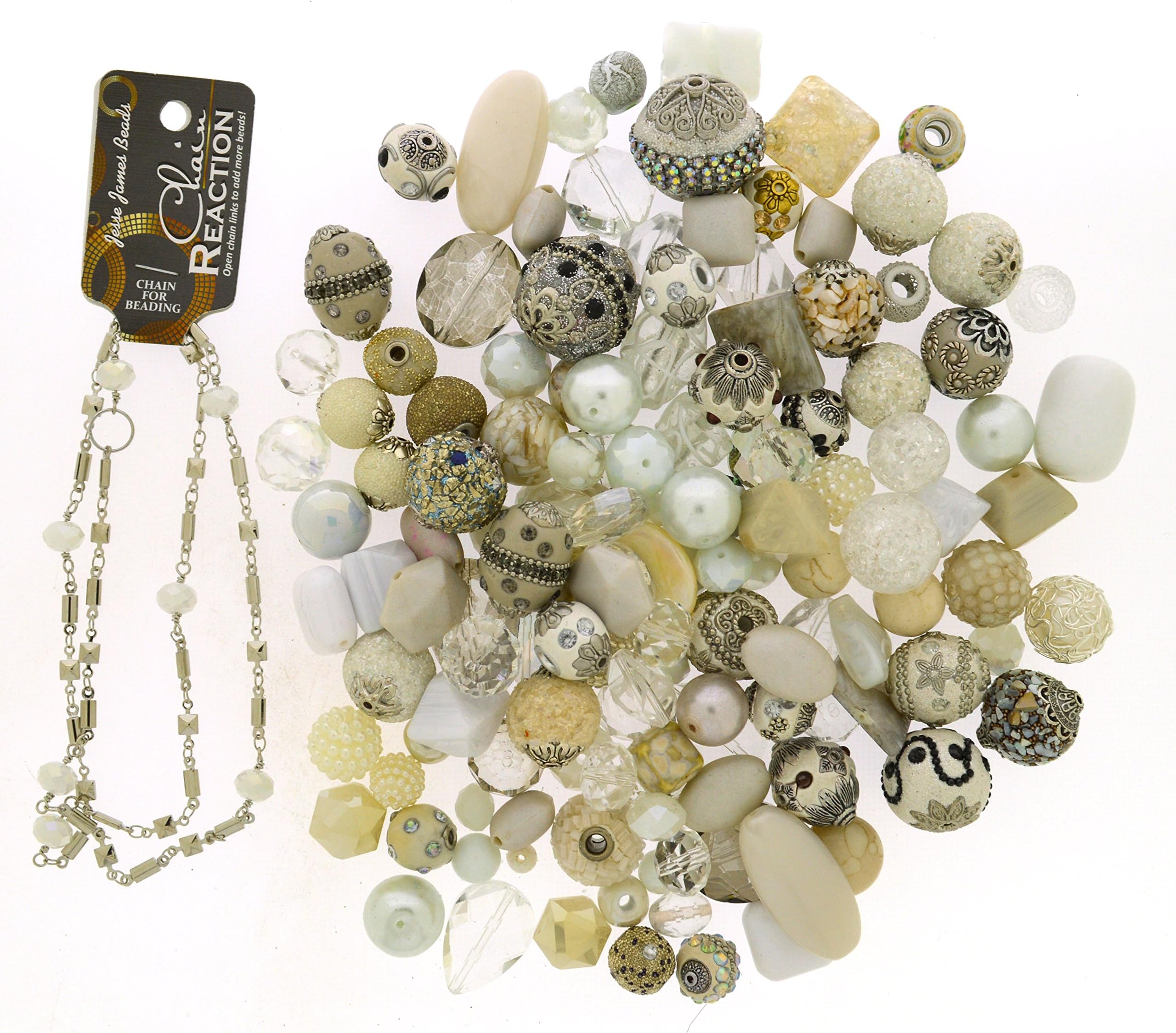 Jesse James Beads Premium White Mix-Plus Free 18 inch Beaded Chain