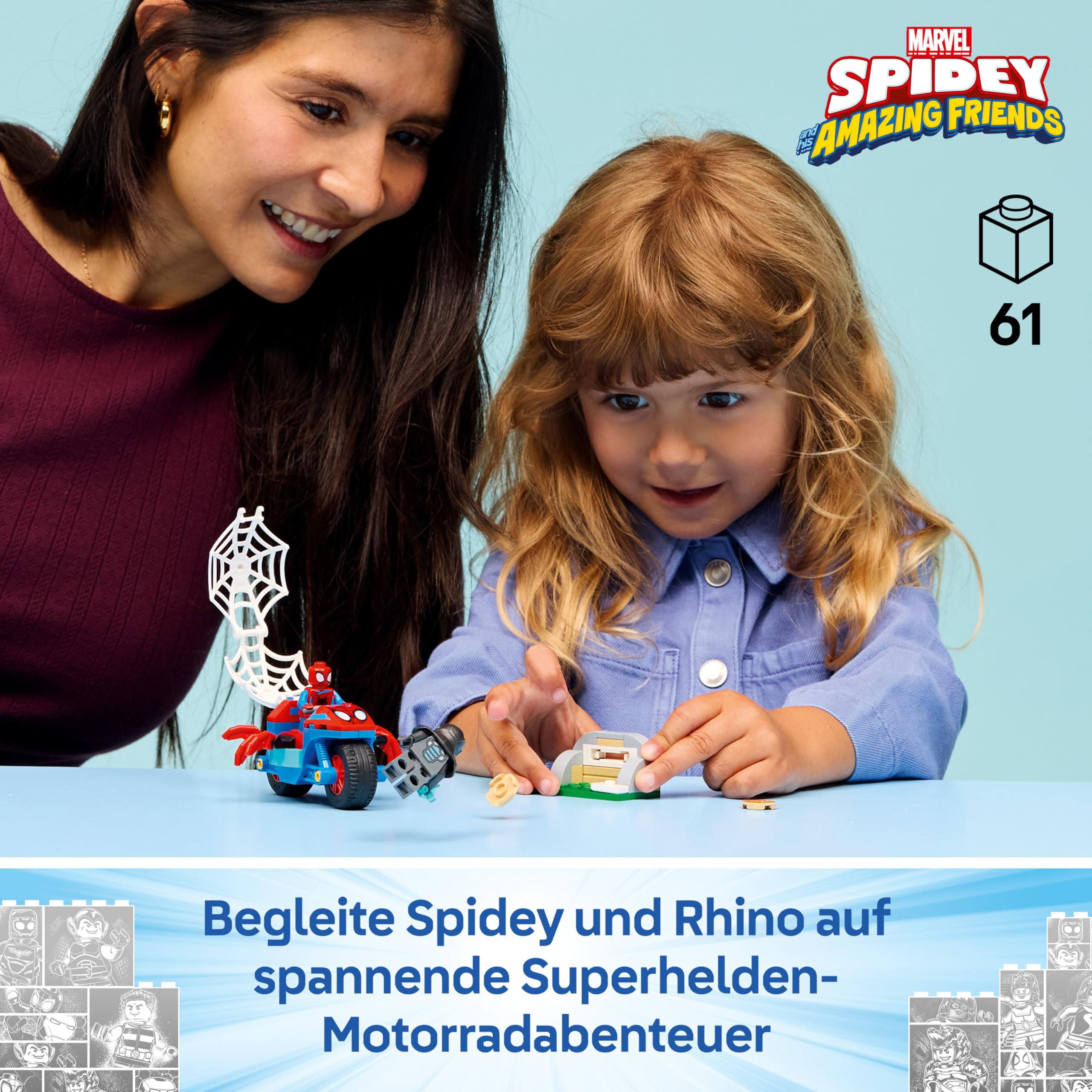 LEGO ǀ Marvel Spidey und Seine Super-Freunde Spidey auf Motorrad vs. Rhino - Superhelden Spielzeug mit Motorrad und 2 Minifiguren - Geschenk für Jungen ab 4 Jahren und Fans der Serie - 11206 2