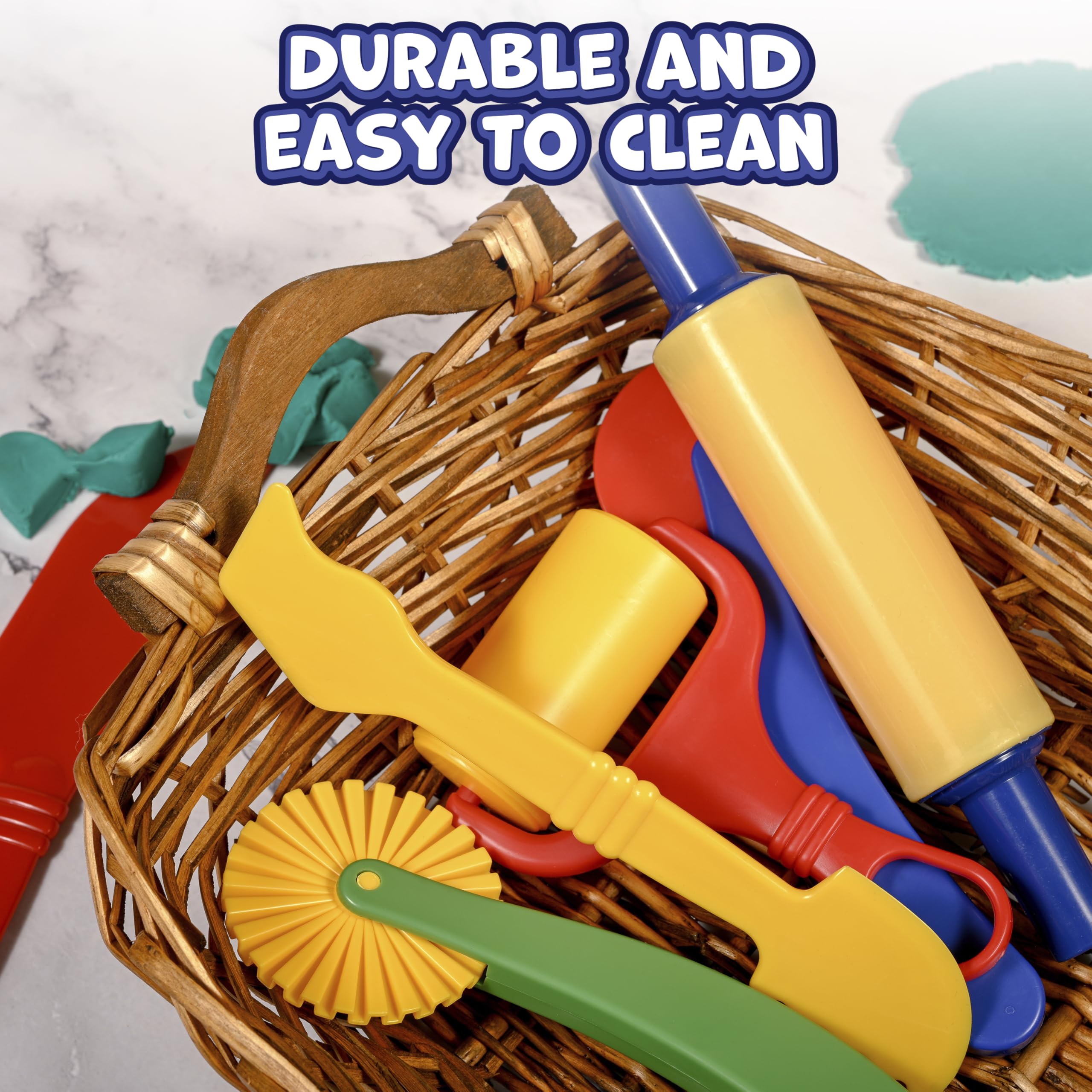 READY 2 LEARN Dough Tools | Set of 6 | Playdough Tool Set | Roll, Cut, Mold and Flatten | Art Supplies for Toddler Crafts