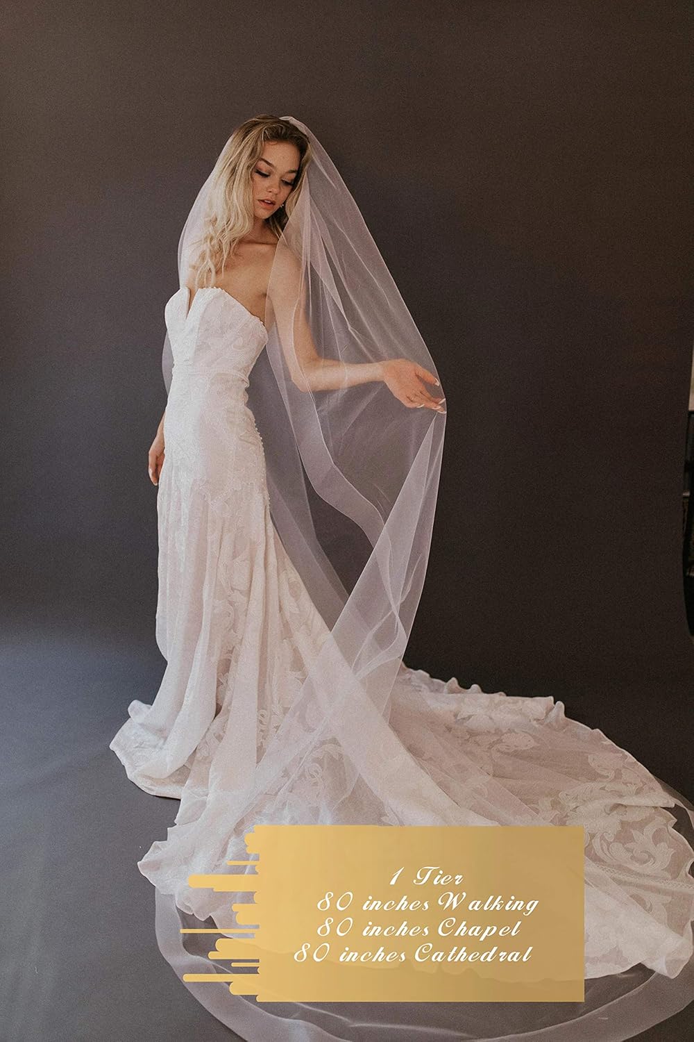 Passat 1Tier 2.5Modern Horsehair Wedding Veil Soft Tulle Cathedral Wedding Veil For Bridal Veils H73