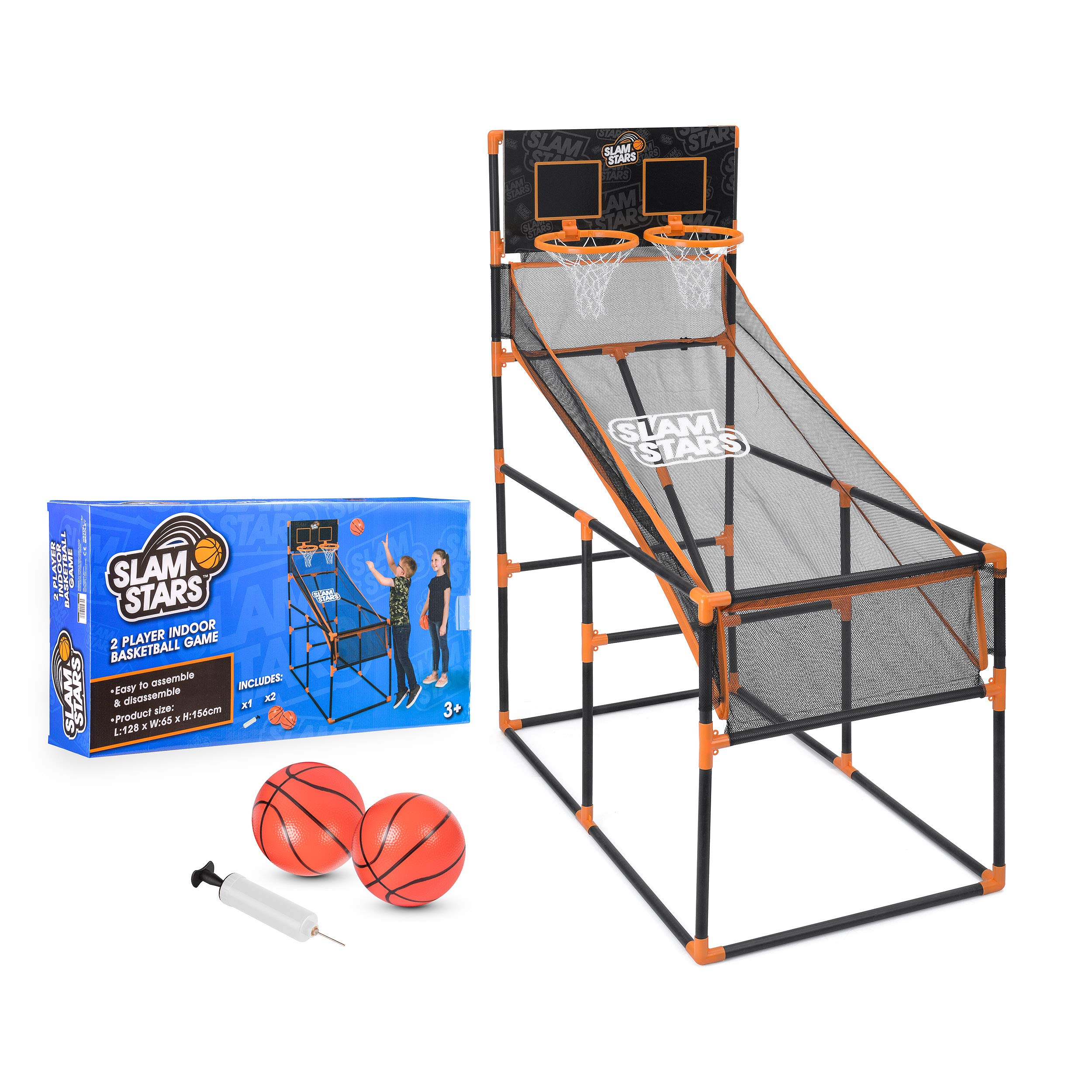 Slam Stars Kids Basketball Game, 2 Player Indoor and Outdoor Basketball Set with Shoot Hoop, Two Balls, Pump and Backboard, Ages 3+, Black — image 1