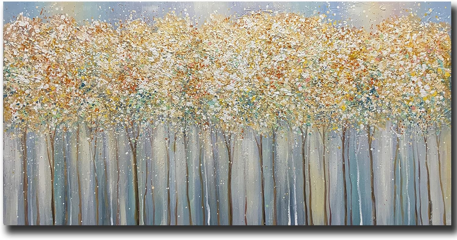 Paintings - Tiancheng Art,24x48 Inch 100% Hand-Painted Oil Paintings on Canvas Art Modern Wall Art Paintings for Wall Decor Tree Contemporary Painting Home Decor Art