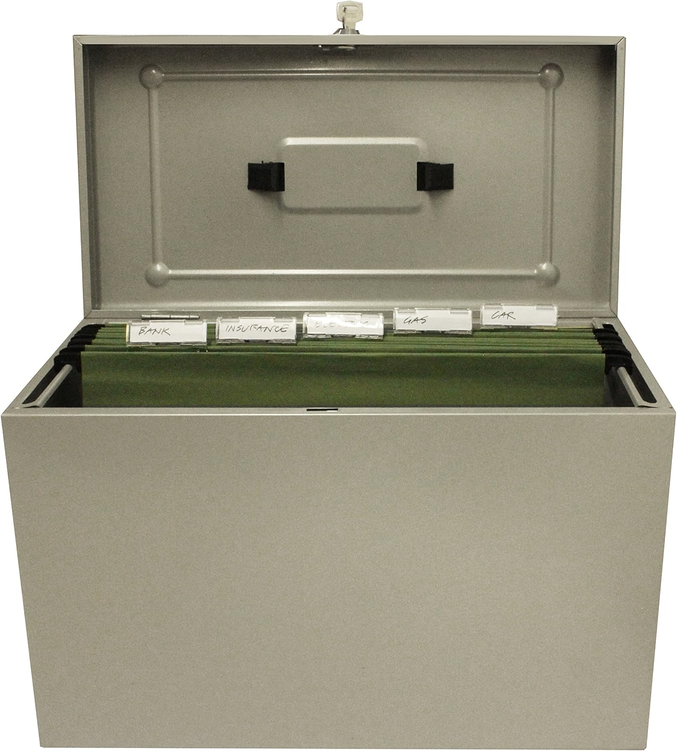 Caja archivadora de metal, tamaño folio, color gris: Amazon.es: Oficina y papelería