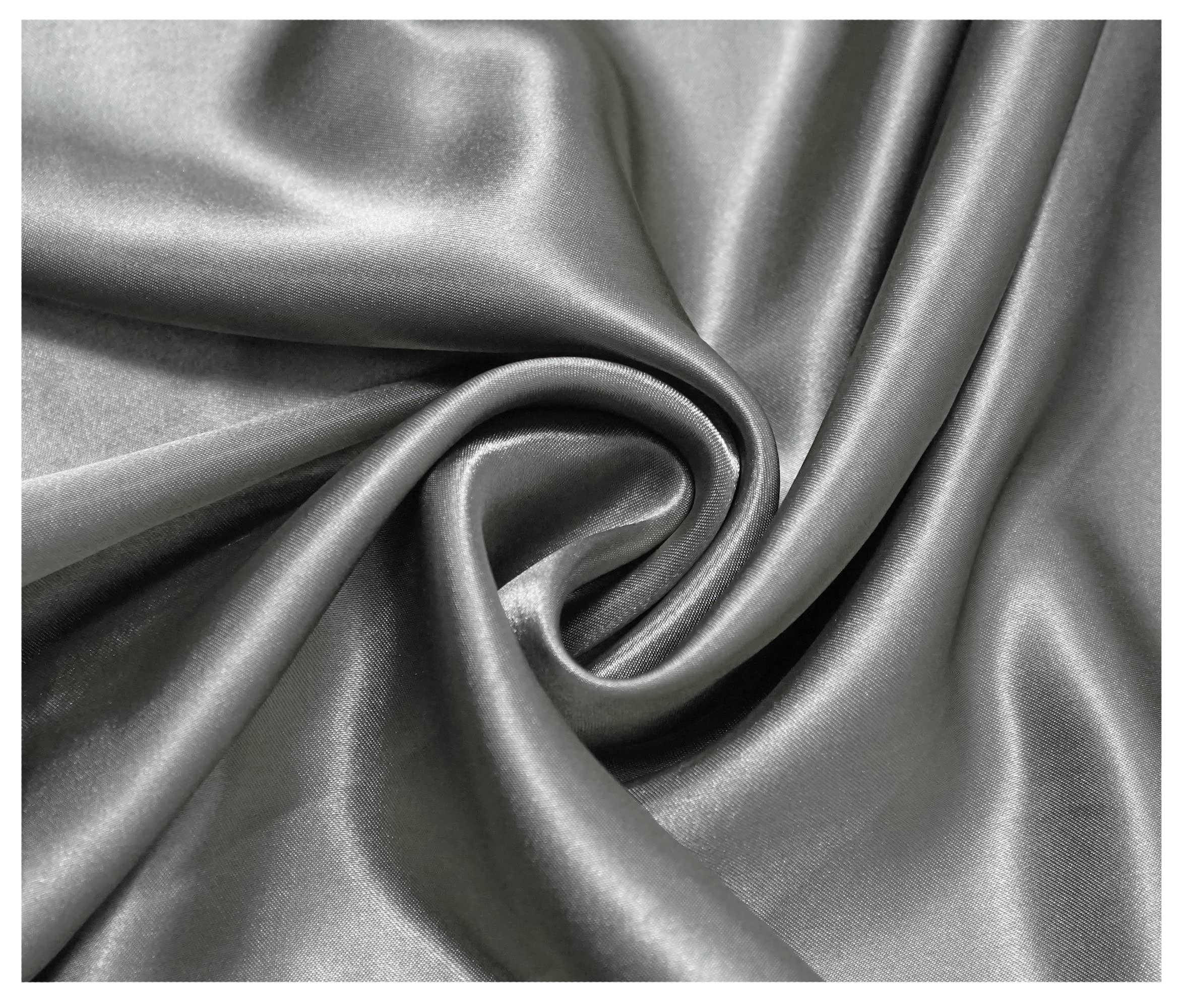 Silky Satin Polyester Fabric for Dressmaking Wedding Crafts Quilting Sewing 150cm Wide (200 x 150cm / 79" x 60", Pewter)