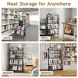 ybaymy Book Carts with Wheels Library Rolling Book