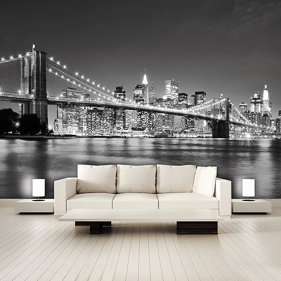 murimage FOTOTAPETE 'I Love New York 105' 366cm x 254cm Manhattan USA Amerika Skyline Nighttime schwarz weiß XXL NEU