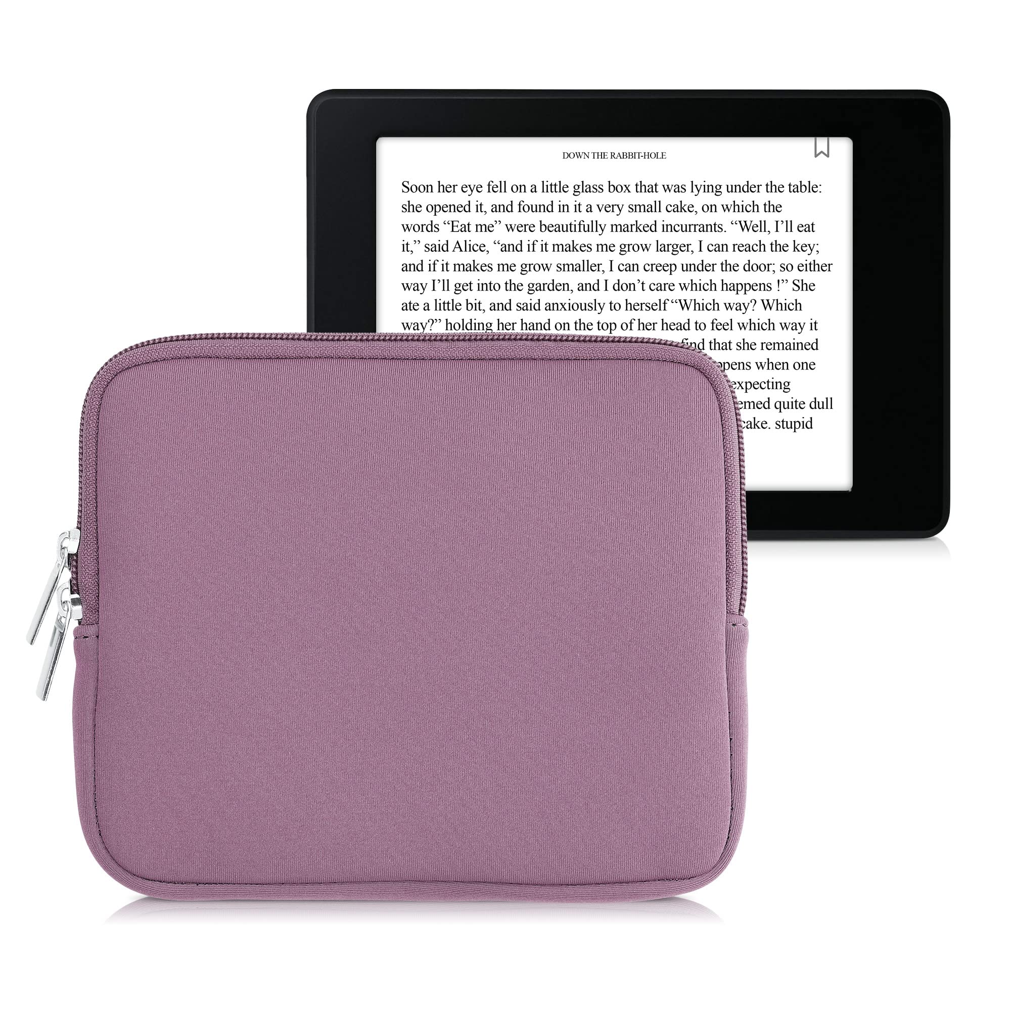 kwmobile Neoprene e-Reader Pouch Size 6,8-7" eReader - Universal eBook Sleeve Case with Zipper - Lavender
