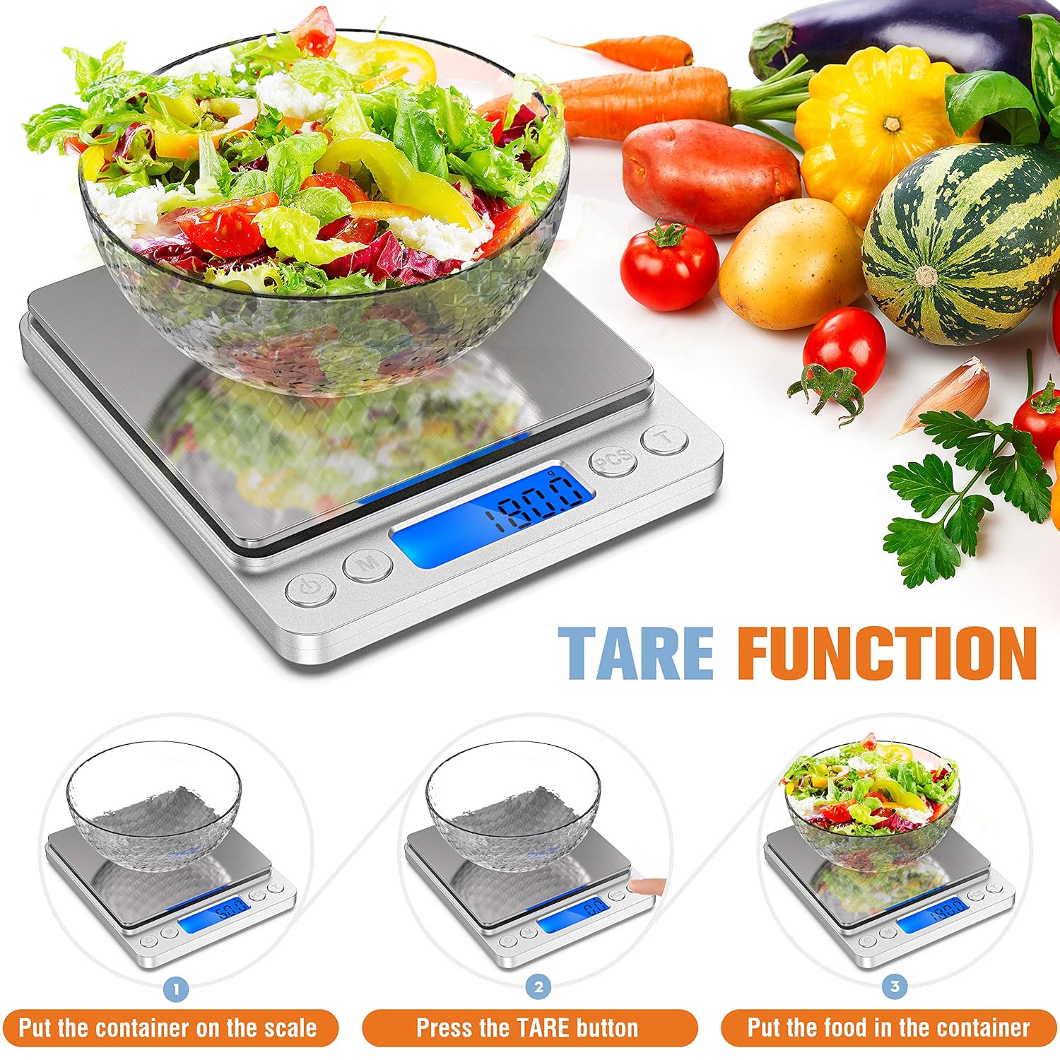 [Upgraded 2020 Version] Food Digital Kitchen Scale, Multifunction Scale Measures in Grams and oz for Cooking Baking, 1g/0.1oz Precise Graduation, Coffee Scales Grams Mutritional Calculator: Industrial & Scientific