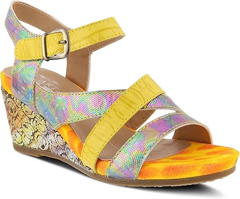 Amazon.com | L'Artiste by Spring Step Women's LEANNA Sandals, yellow/multi, 38 M EU (US 7.5-8 