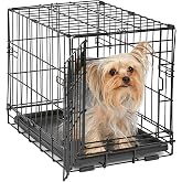 MidWest 18-Inch Single Door iCrate, for Tiny Breeds, Up to 10 lbs | Folding Dog Crate with Divider Panel, Leak-Proof Tray &amp; Secure Latch, Portable, Durable &amp; Easy to Assemble