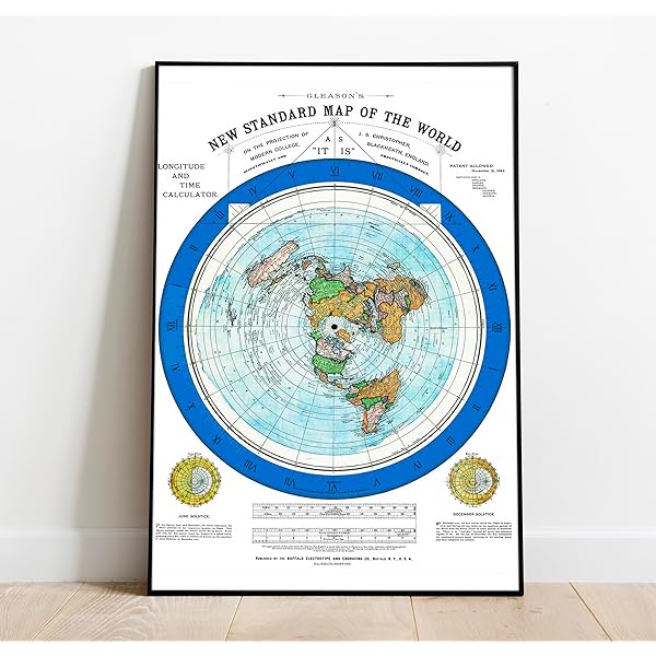 Amazon.com: Flat Earth Map - Gleason's New Standard Map Of The