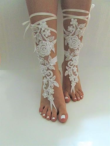 lace barefoot sandals wedding