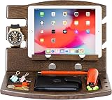 Teslyar Double Wooden Phone Docking Station, Wenge, 2 Phones Charging view 6