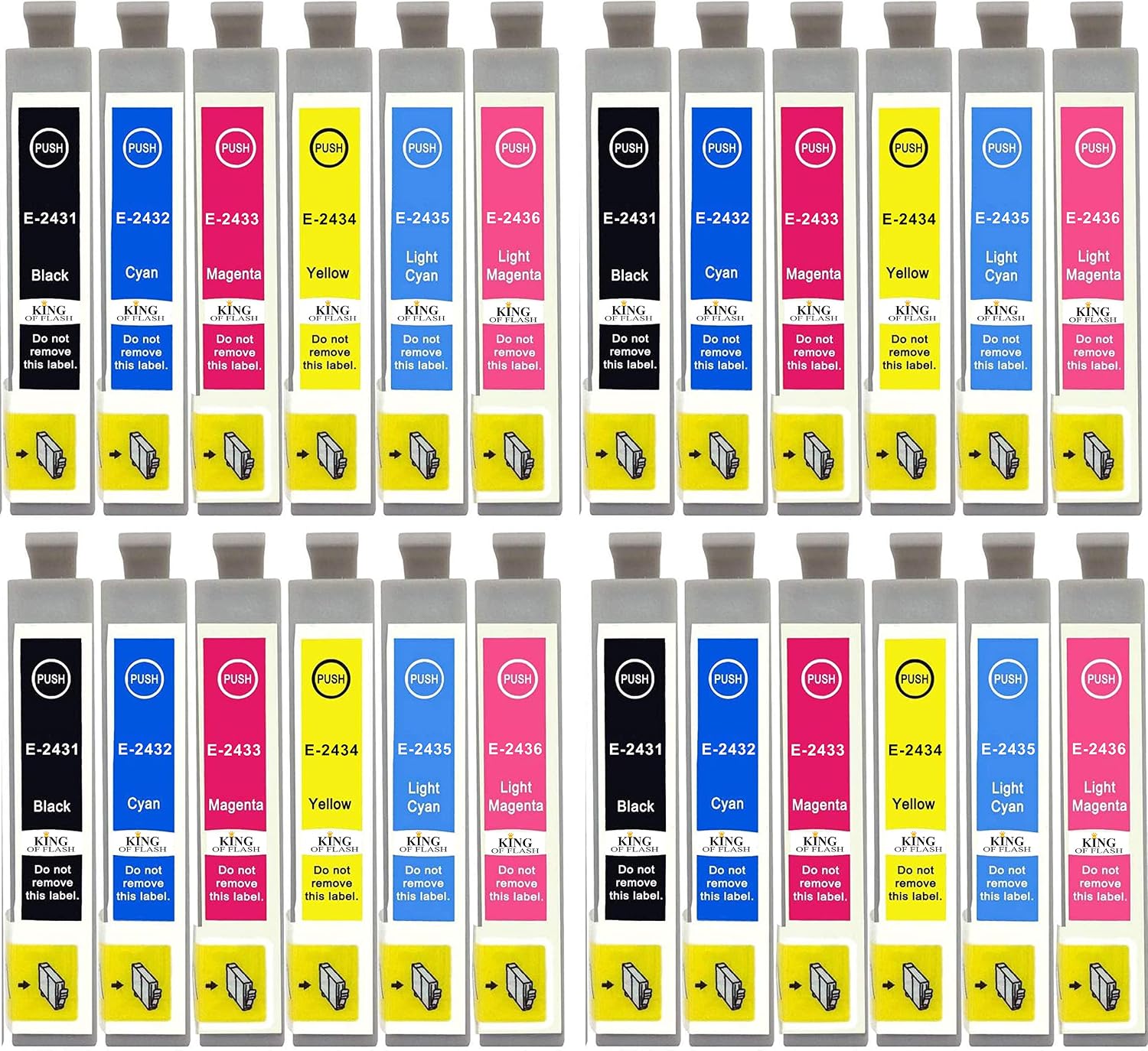 KING OF FLASH 24xl Compatible Ink Cartridges Replacement for Epson 24 XL for Epson Expression Photo XP-970 XP-55 XP-950 XP-860 XP-960 XP-750 XP-760 XP-850 Printer (4 Sets of 6 Cartridges = 24 Inks)