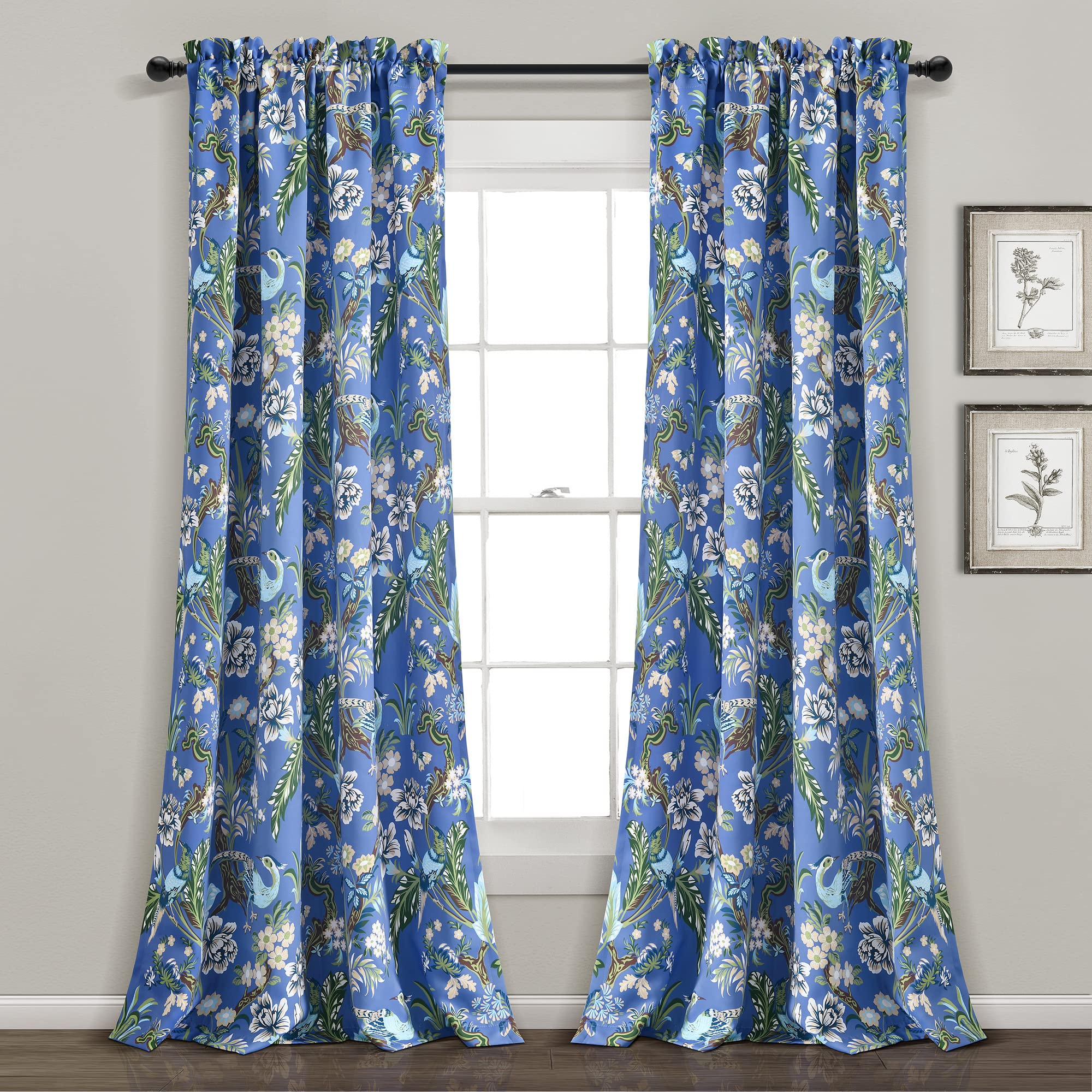 Lush Decor Dolores Light Filtering Window Panels, Pair, 52" W x 84" L, Blue & Green - Floral Curtains for Bedroom - Vintage Curtains - Coquette Room Decor Image Lush Decor Dolores Light Filtering Window Panels, Pair, 52" W x 84" L, Blue & Green - Floral Curtains for Bedroom - Vintage Curtains - Coquette Room Decor Image