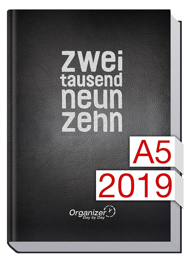 Chäff Organizer Day by Day A5 - Kalender 2019-1 Tag/Seite, Jan-Dez 2019, Terminkalender mit Tagesplaner/Tageskalender