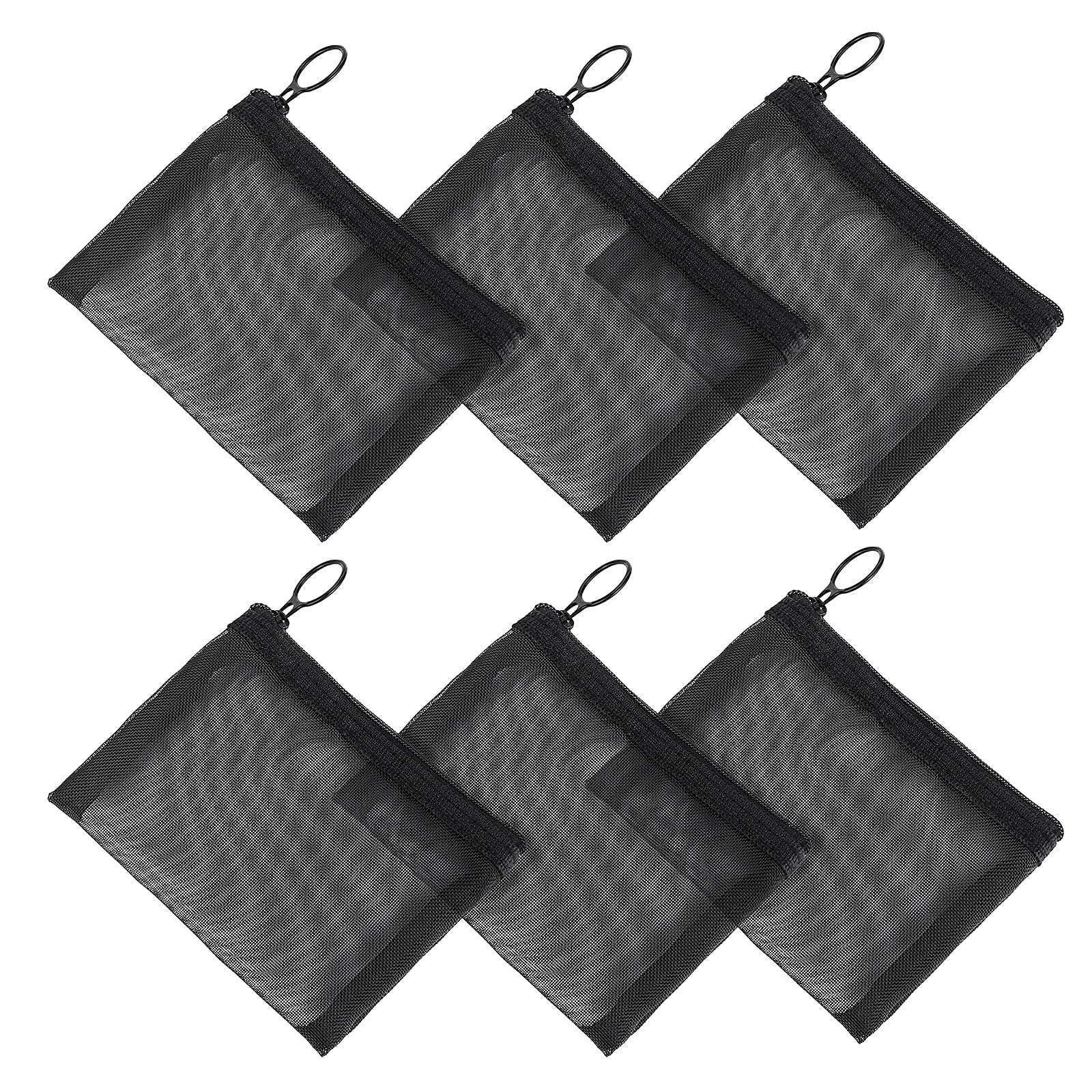 Sibba Mini Zipper Toiletry Bag Mesh Organizing Pouch 6 Packs Nylon Waterproof Small Purse Cosmetic Stationery Case Storage Makeup Bags Offices Travel Organizer Accessories Kit (S Size)