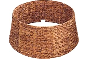 MIXUMON Handmade Water Hyacinth Christmas Tree Collar 24" – Rustic Basketweave Tree Base Cover, Eco-Friendly Skirt Alternative with Cord Cut-Out (Brown)