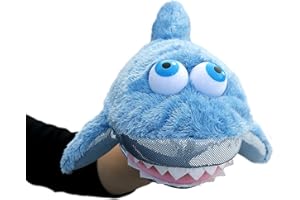 Aurora® Interactive Hand Puppet Sharky™ Stuffed Animal - Storytelling Adventures - Playful Learning - Blue 11.5 Inches