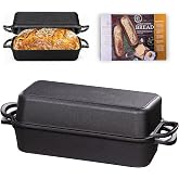 Vanderlume 11x5 Inch Cast Iron Loaf Pan with Lid, Sourdough Pan | Large Dutch Oven Bread Loaf Pan for Sourdough, Homemade Bread Baking, Even Heat Distribution, 5.8Qt