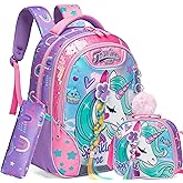 Backpack for Girls 16" Backpacks for Girls for School Sequin Backpack with Lunch Box for Elementary Students