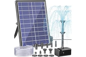 Antfraer Solar Fountain for Bird Bath, 8W Solar Water Fountain Pump with Dry-Run Protection & Double-Layer Nozzles, Solar Powered Fountain with 5Ft Tubing for Small Pond, Bird Bath, Water Feature