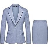TRONSTORE Women's Business Skirt Suit 2 Piece Set Plaid Houndstooth Blazer Pencil Skirt for Women