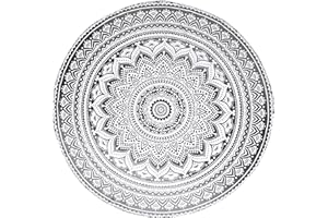 Popular Handicrafts Round Tapestry Wall Hanging Ombre Hippie Mandala Bohemian Hippy Intricate Indian Tapestries Tablecloth 70 Inches,(178cm) Black Grey