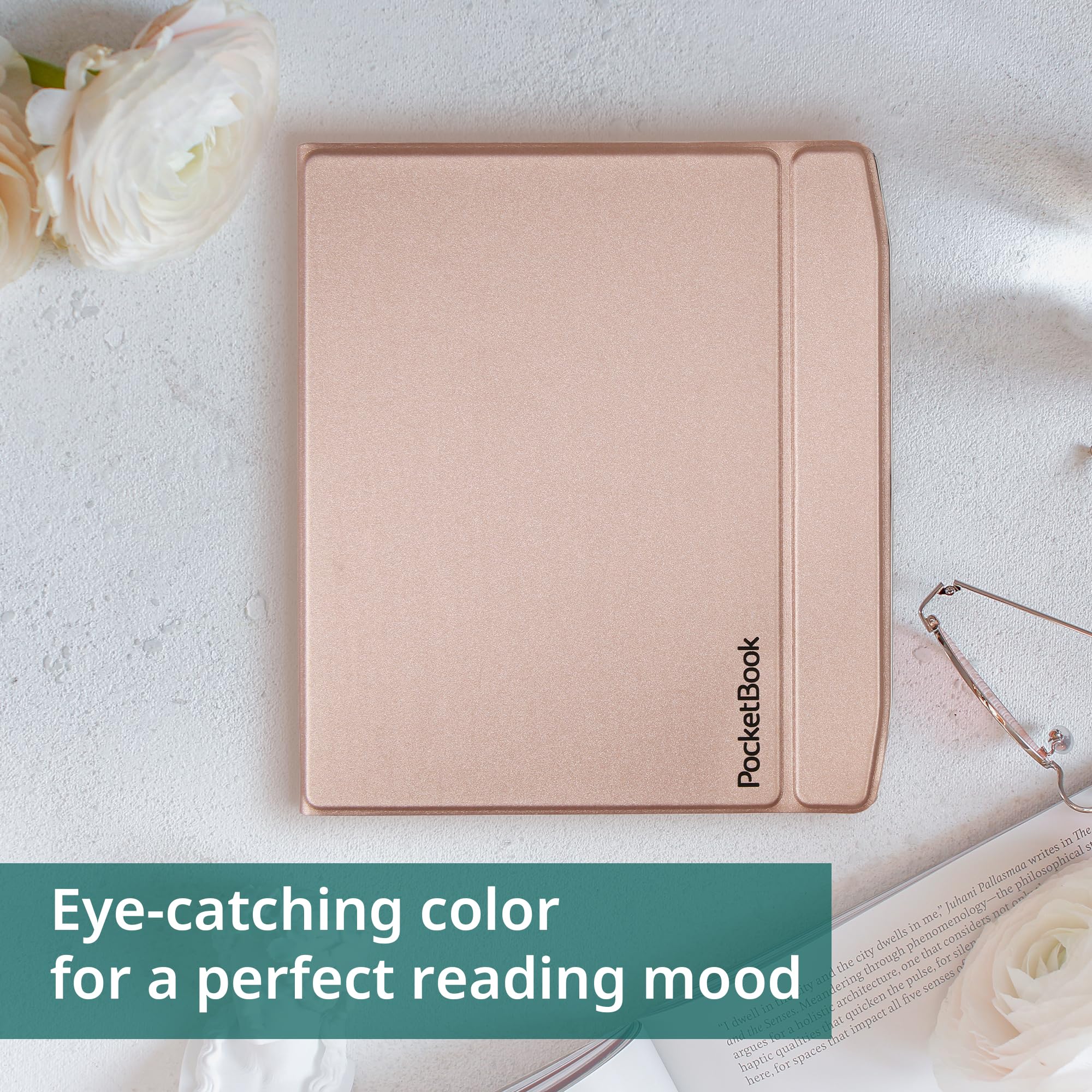 PocketBook Era Color E-Reader with Flip Cover in Shiny Beige | Eye-Friendly 7'' E-Ink Kaleido 3 Touch-Screen | Audio-Book & E-Book Reader | Waterproof | Text-to-Speech Function | Stormy Sea