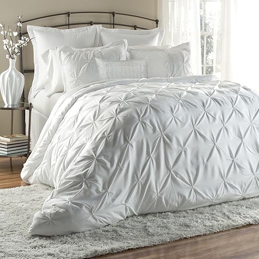 Amazon Com Lush Decor Lux 6 Piece Comforter Set Queen White